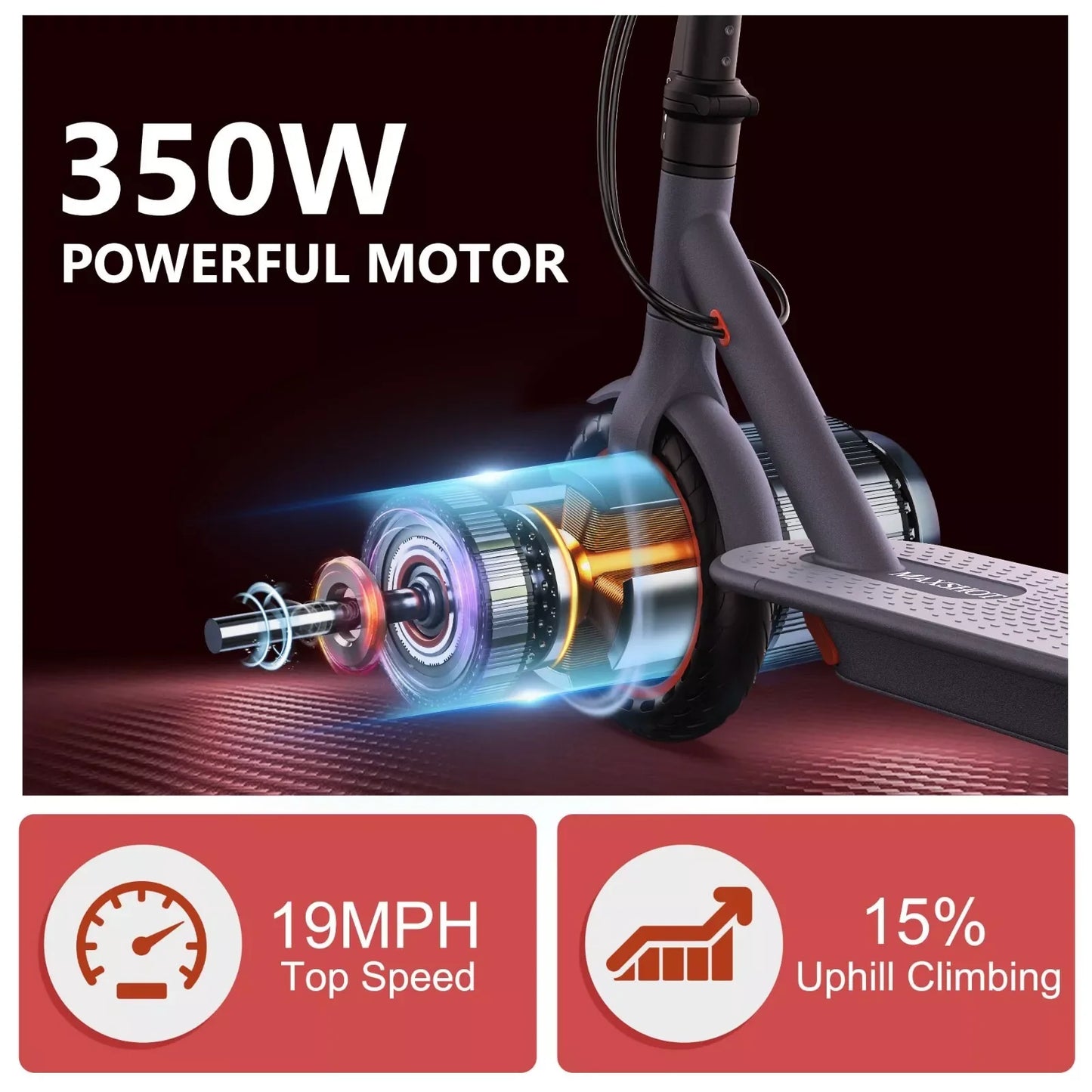 LADPED Electric Scooter 350W 19mph APP Smart Scooter Shock-absorbing Anti-skid ‎8.5 Inches Folding waterproof Electric Scooter