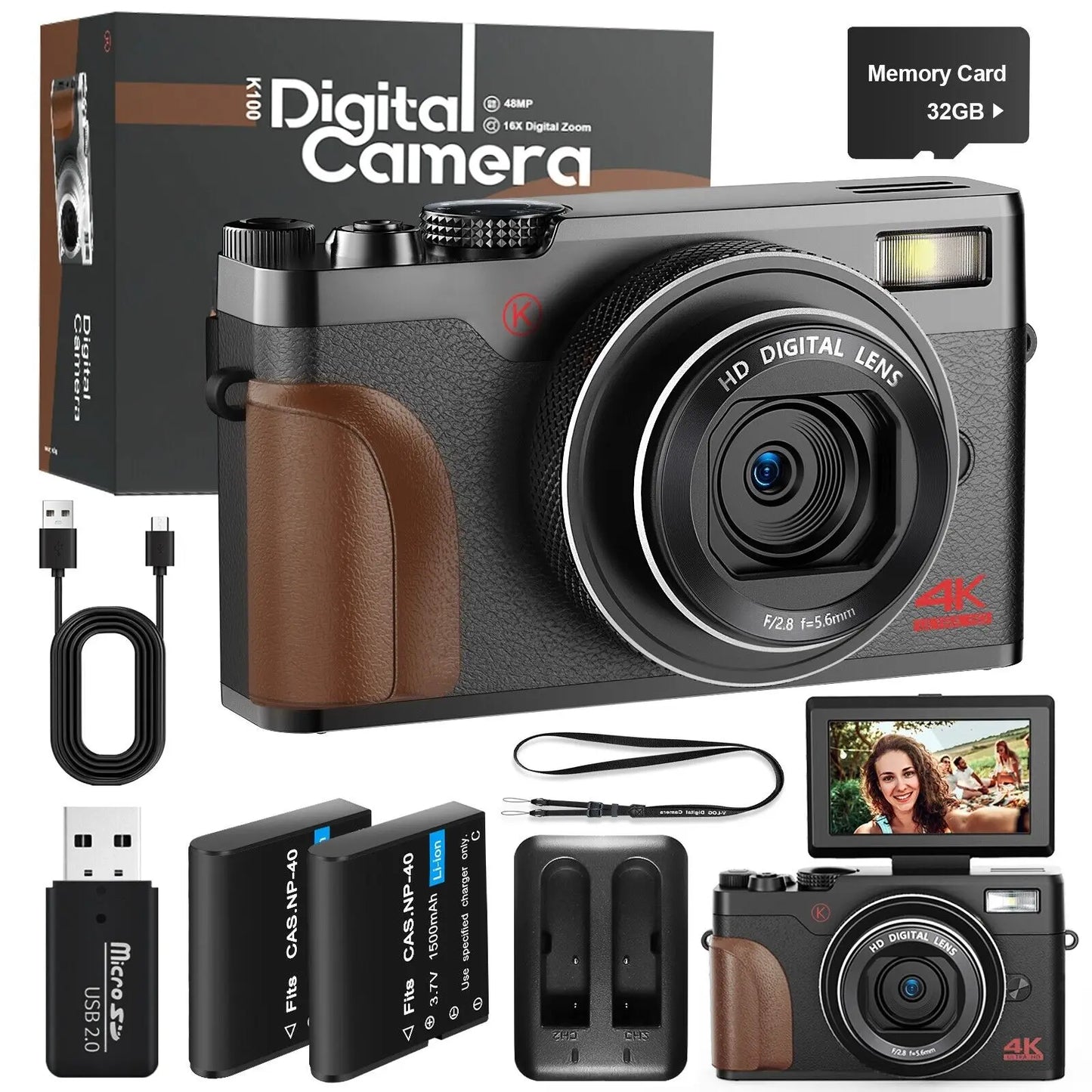NBD 56MP Digital Cameras for Photography, 4K Autofocus Digital Cameras with 32GB TF Card & 2 Batteries,18X Digital Zoom