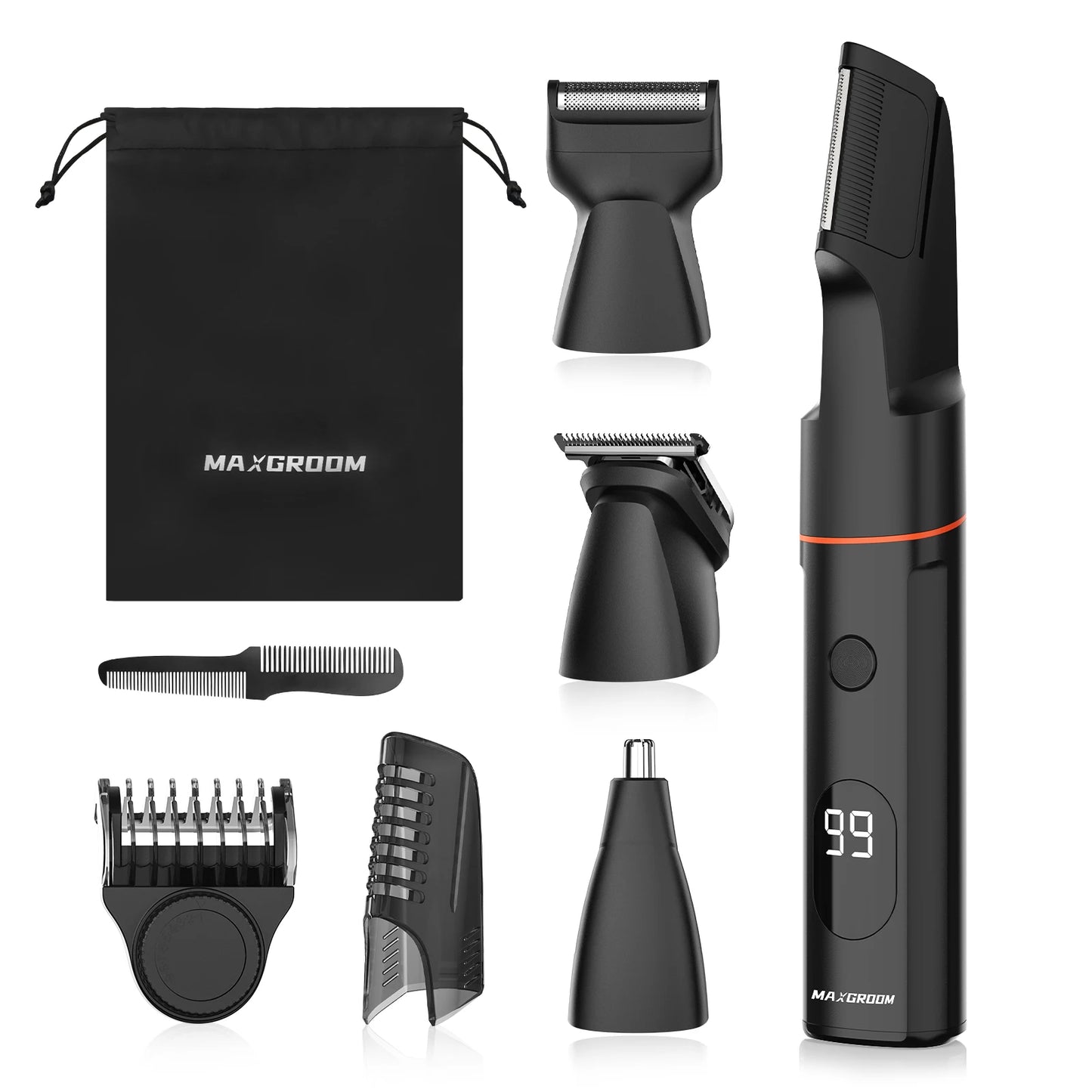 MAXGROOM 4 In 1 Body Hair Shaver Kits for Men Nose/Beard Hair Trimmer Electric  IPX6 Waterproof Groin Pubic Hair Shaver for Man