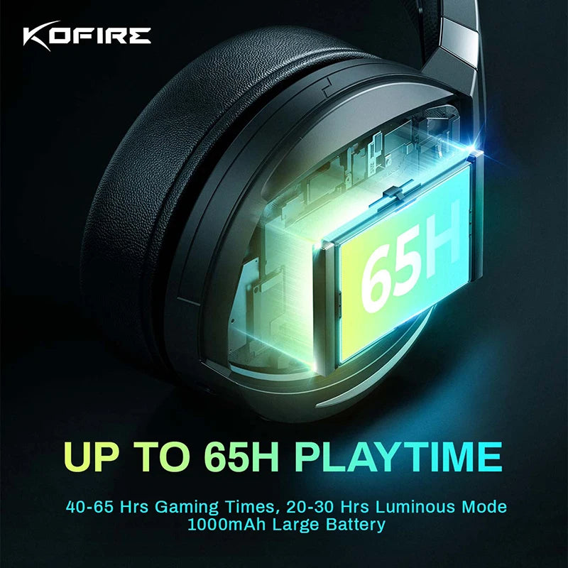 Kofire UG-06 Gaming Headset Low Latency 2.4G Bluetooth Wireless Headphones with Mic RGB Gradient Light Wired for PC PS5 Switch
