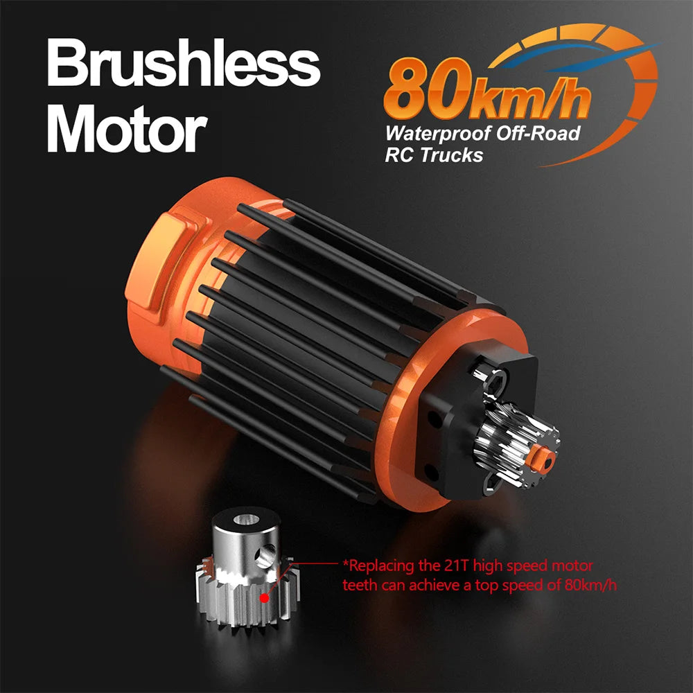 JIUSI PT14R 1/14 RC Racing Car 3S Battery 4WD 80km/h Brushless Motor 2.4G Remote Control 35C High Speed Off-road RC Truck