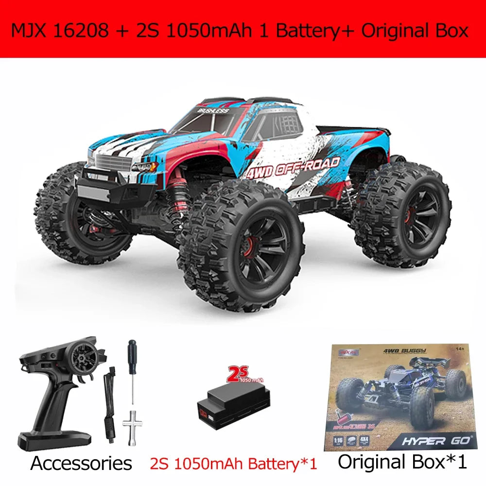 MJX 16208 V2.0 1/16 Rc Cars 4WD Off-Road Racing Truck Brushless 2.4g RC Cars Hyper GO High-speed Drift Remote Control Car Toys