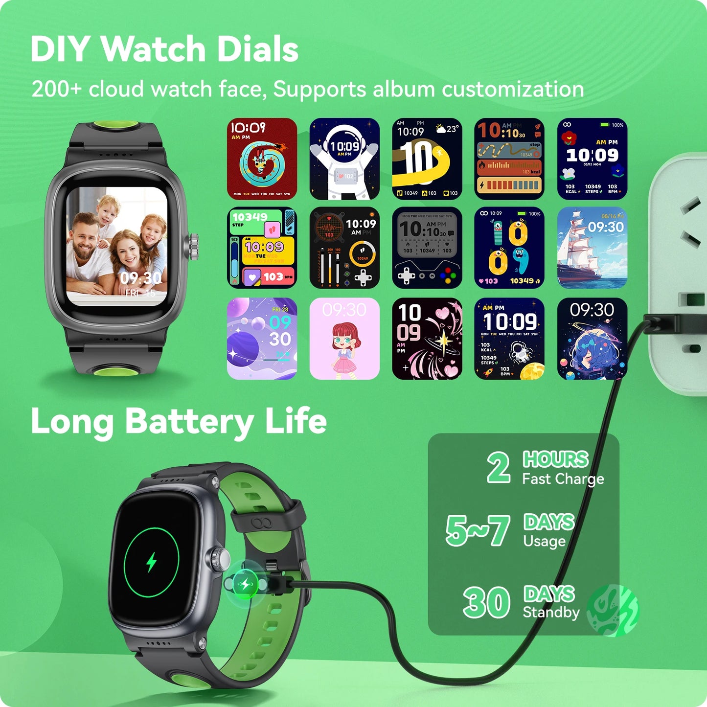 Smart Watch for Kids with Heart Rate Sleep Monitor, Games/Alarm/IP68 Waterproof Smart Watch for Boys Girls, Step Calorie Pedomet