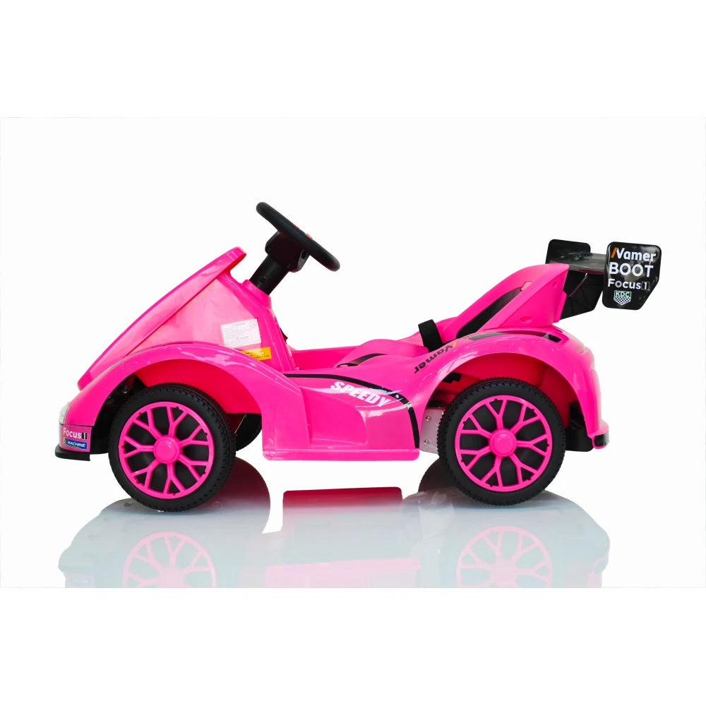 Electric Go Kart, 12V Battery Powered  Ride On  Car w/Remote Control, Safety Belt, Slow Start, Music, 4 Wheel Electric Vehicle