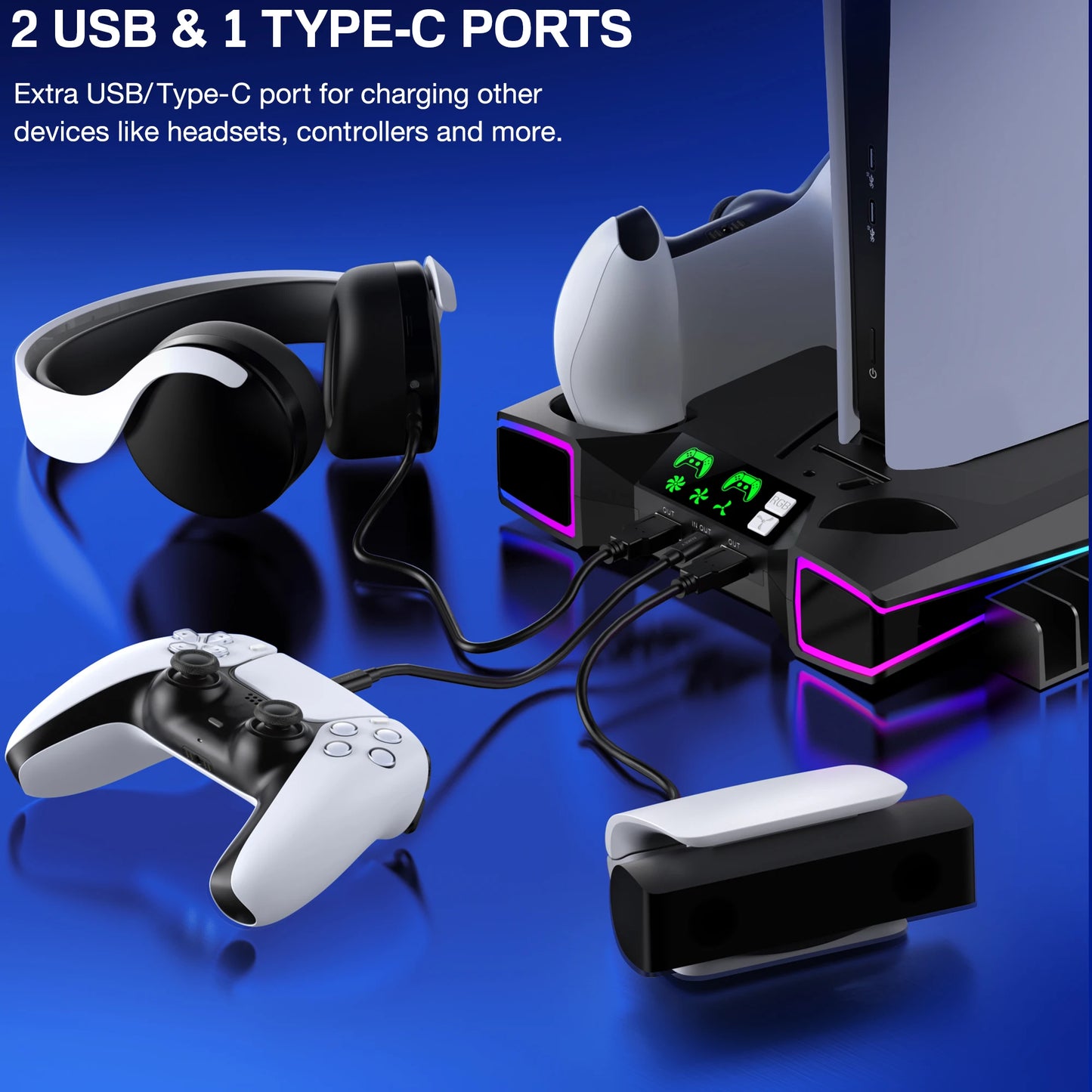 BEBONCOOL S7001 Vertical Stand For NEW PlayStation 5 Slim/PlayStation 5 Cooling Station Notebook-Grade Cooler PS5 Charger