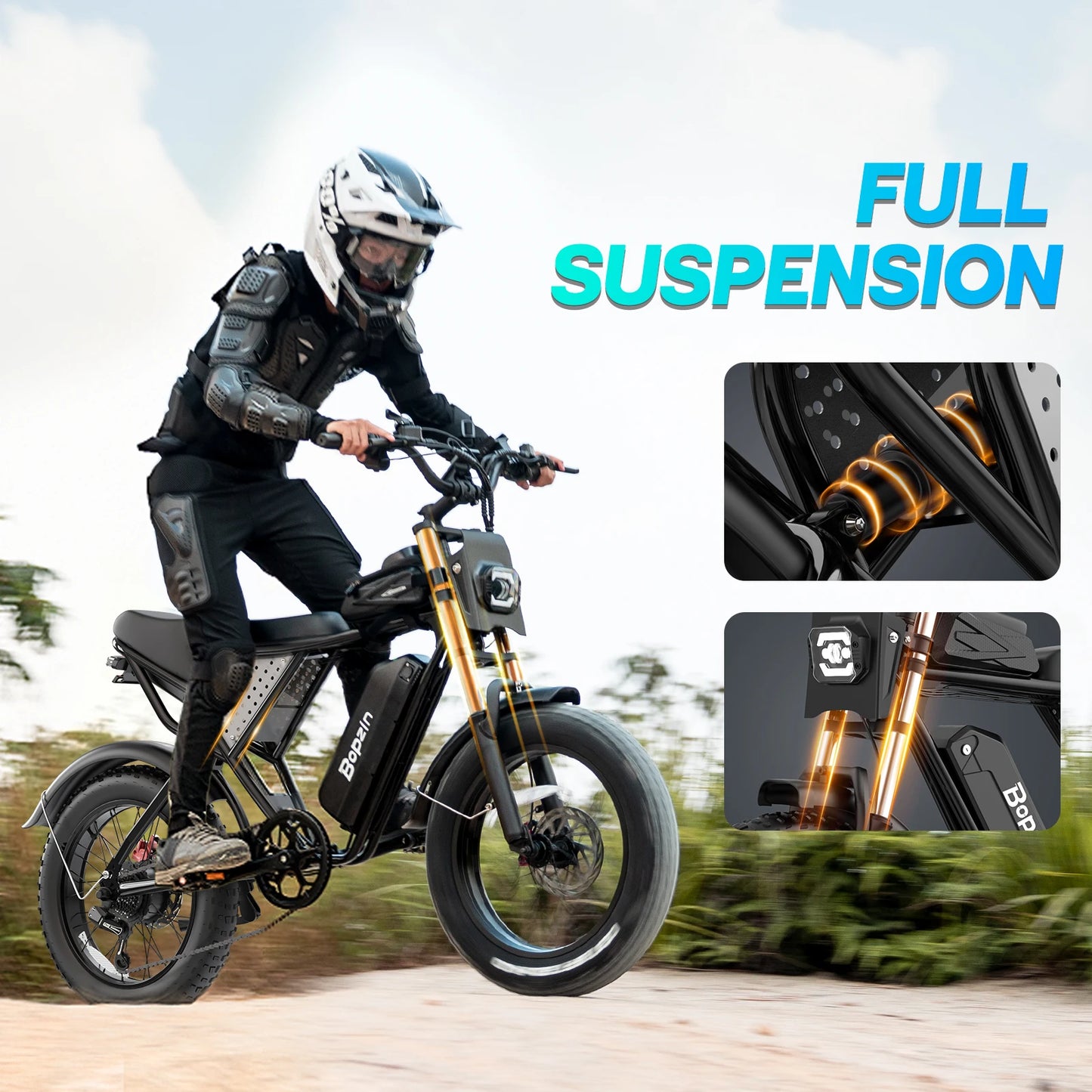 BOPZIN M22 Electric Bike 1500W 33MPH 48V 20AH 20x4.0" Fat Tire Dirt Bike Shimano 7-Speed E-Bike for Adults Commuter Motorcycle