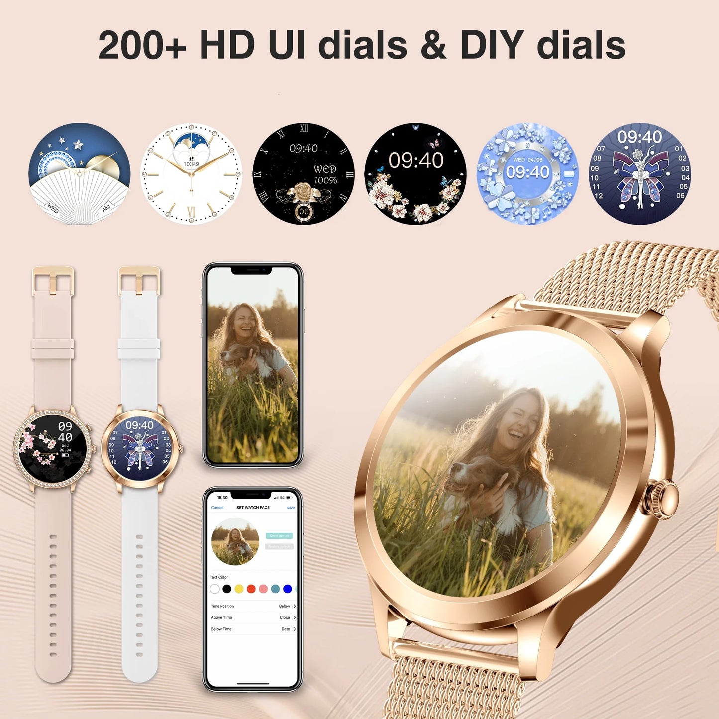 Smart Watch For women - Advanced Fitness Tracker with Wireless Call, Music Time Display, Step Counting, Calories Burned