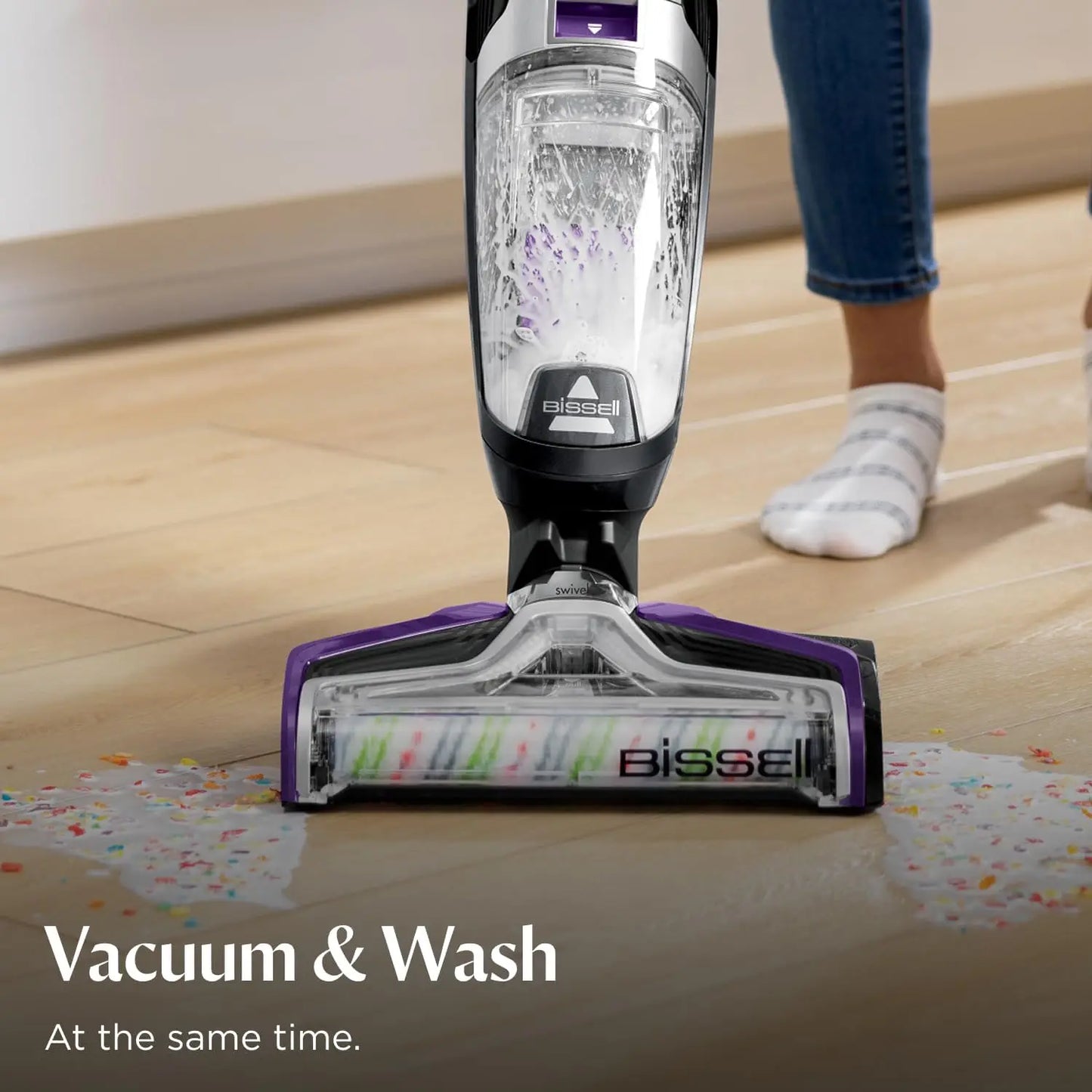 All-in-One Wet Dry Vacuum Cleaner and Mop for Hard Floors and Area Rugs, Purple, Efficient Pet Hair Removal