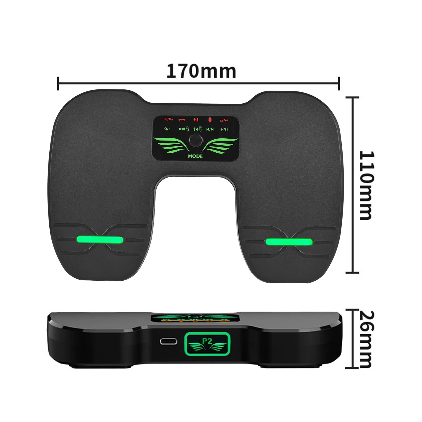 Wireless Page Turner Pedal Portable Music Page Turner for Tablets Smartphones BT Foot Page Turner Rechargeable with Anti-Skid Pa