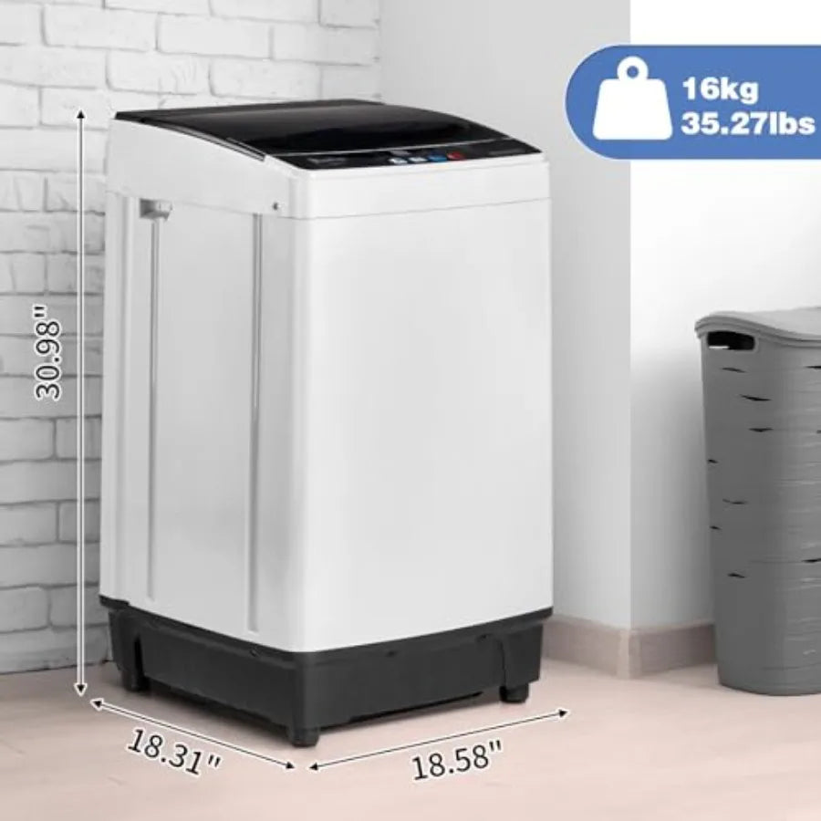 15.6lbs FullAutomatic Portable Compact Washing Machine and Spin Dryer Combo with 1.3 Cu.Ft Capacity Builtin 10 Washing Programs