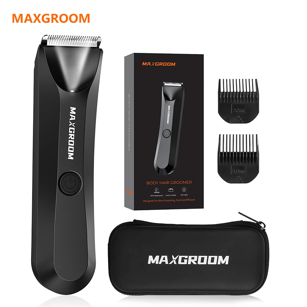 MAXGROOM Body Hair Trimmer Shaver for Men Ball Trimmer for Groin Pubic Replaceable Ceramic Blade Electric IXP7Waterproof Clipper