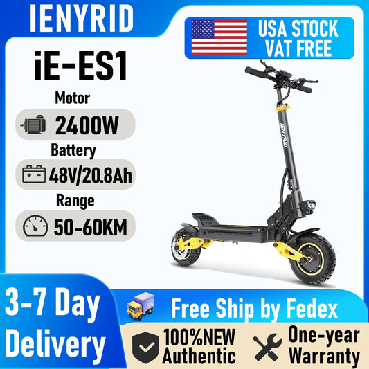 IENYRID IE-ES1 Foldable Electric Scooter 2x1200W Dual Motor Peak 3000W 48V20.8Ah Lithium Battery E-Scooter 10-inch Tires