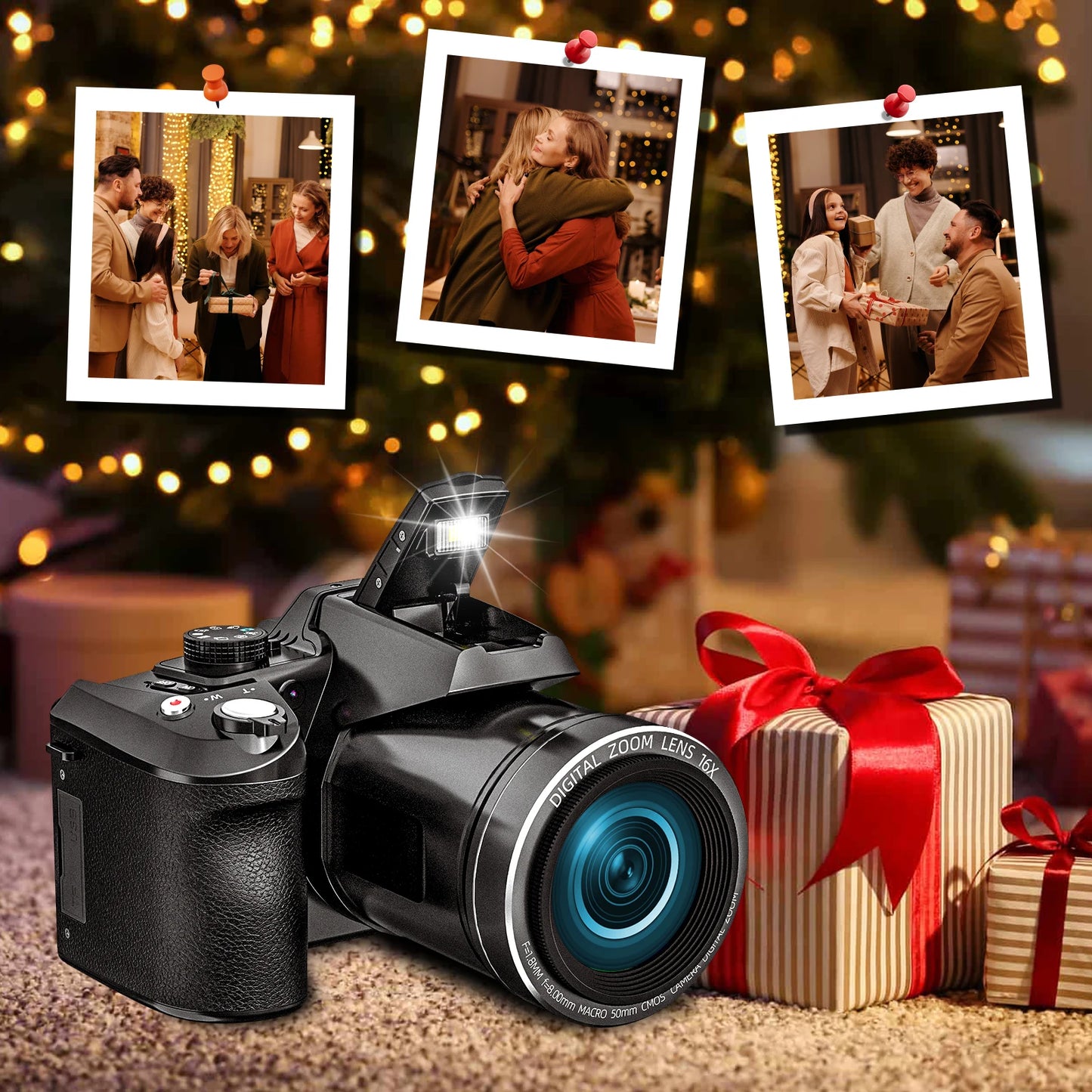 NBD 64MP Digital Camera for Photography, 4K Vlogging Camera with 3’’ Flip Screen,16X Digital Zoom,2 Batteries, 32GB TF Card