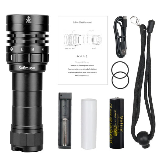 Sofirn SD05 Scuba Diving Flashlight XHP50.2 Super Bright 3000lm 21700 Battery Dive Torch with Magnetic Switch 5000K 6500K