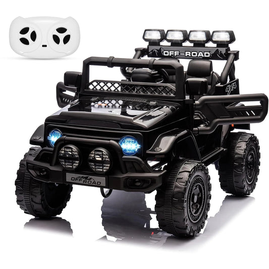 12V Kids Ride on Truck, Electric Vehicle Jeep Car with Remote Control for Kids, Spring Suspension,Speaker,3 Speeds,LED Lights  ﻿