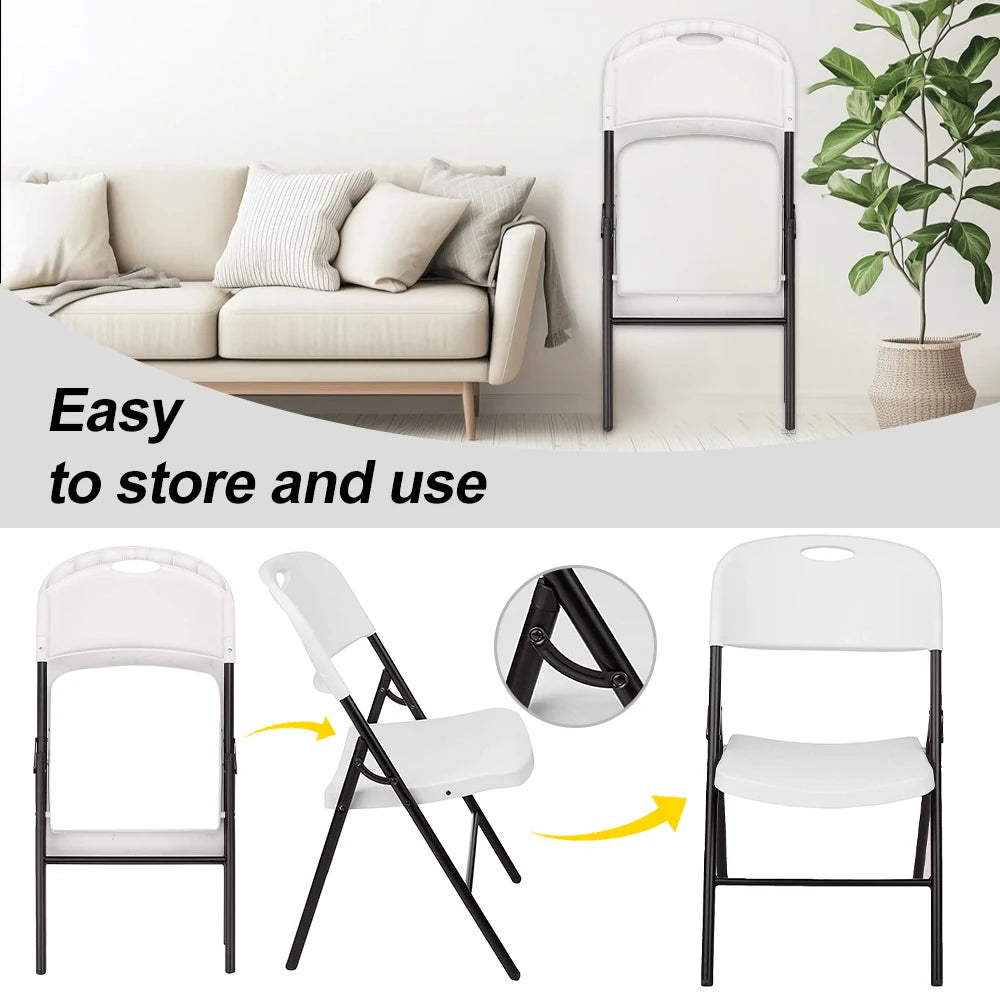 2 5 PCS Heavy Duty Folding Chair Easy Clean Adjustable Stackable 350 LBS Chair forGarden Party Halloween Portable Indoor Outdoor