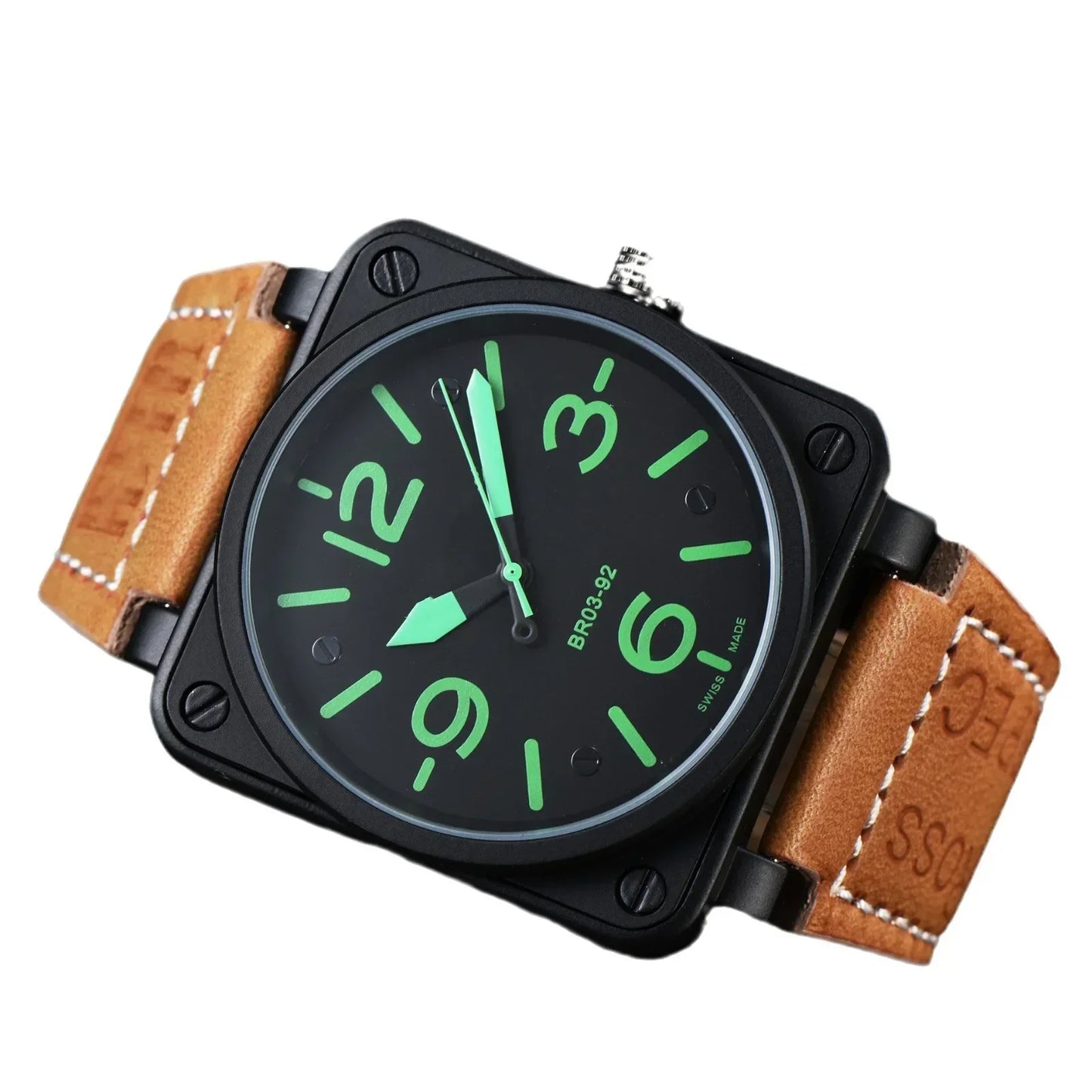 Men Automatic Mechanical Watch Bell Brown Leather Black Ross Rubber 46mm Large Dial Men for Watches AAA Clcok BB