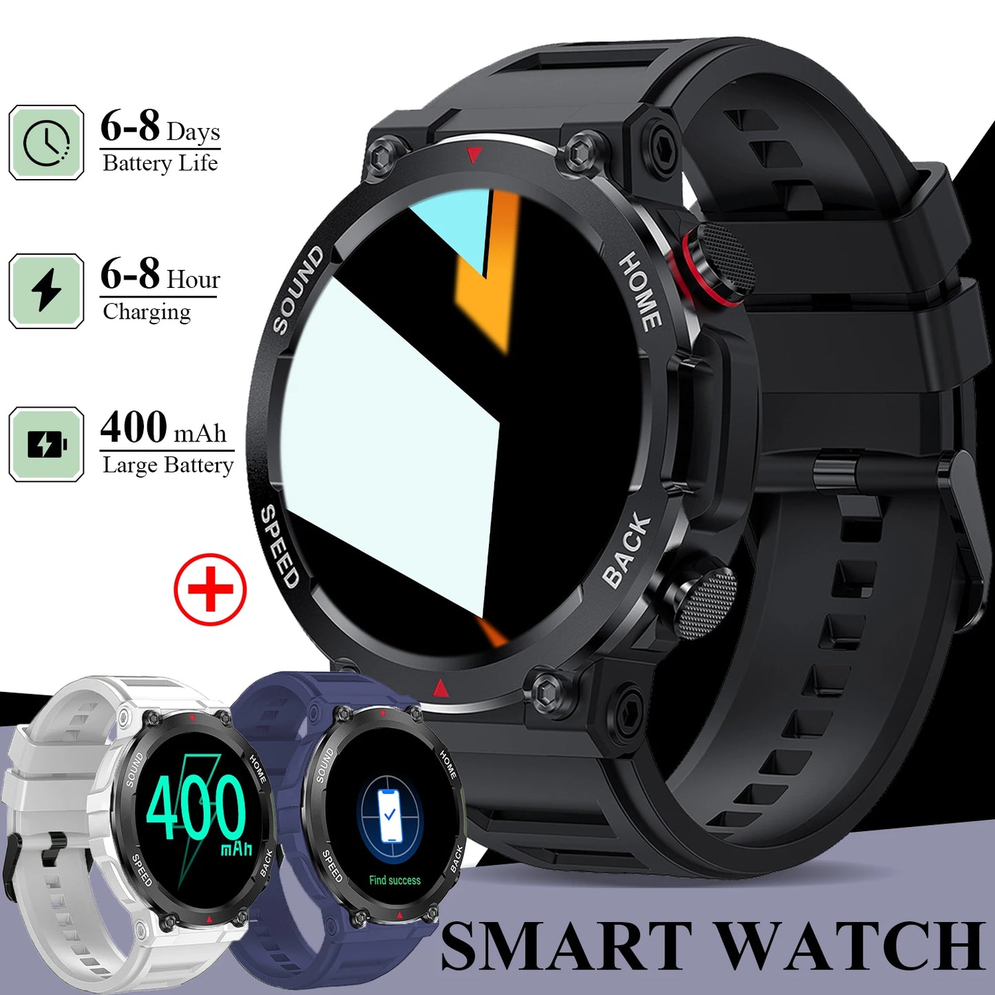 1.39" Smartwatch for Men, 400mAh Battery Smart watch with Extra-Long Battery/Message & Call Alerts, Fitness Tracker