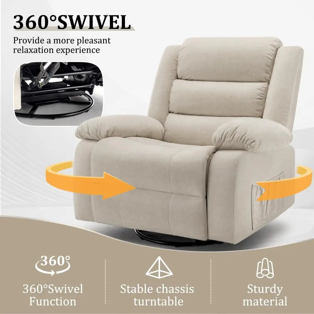 Recliner Chair, Wide Rocker Chair, Rocking Chair with Massage and Heat,360°Swivel Nursery Rocking Chairs, Oversized Recliner