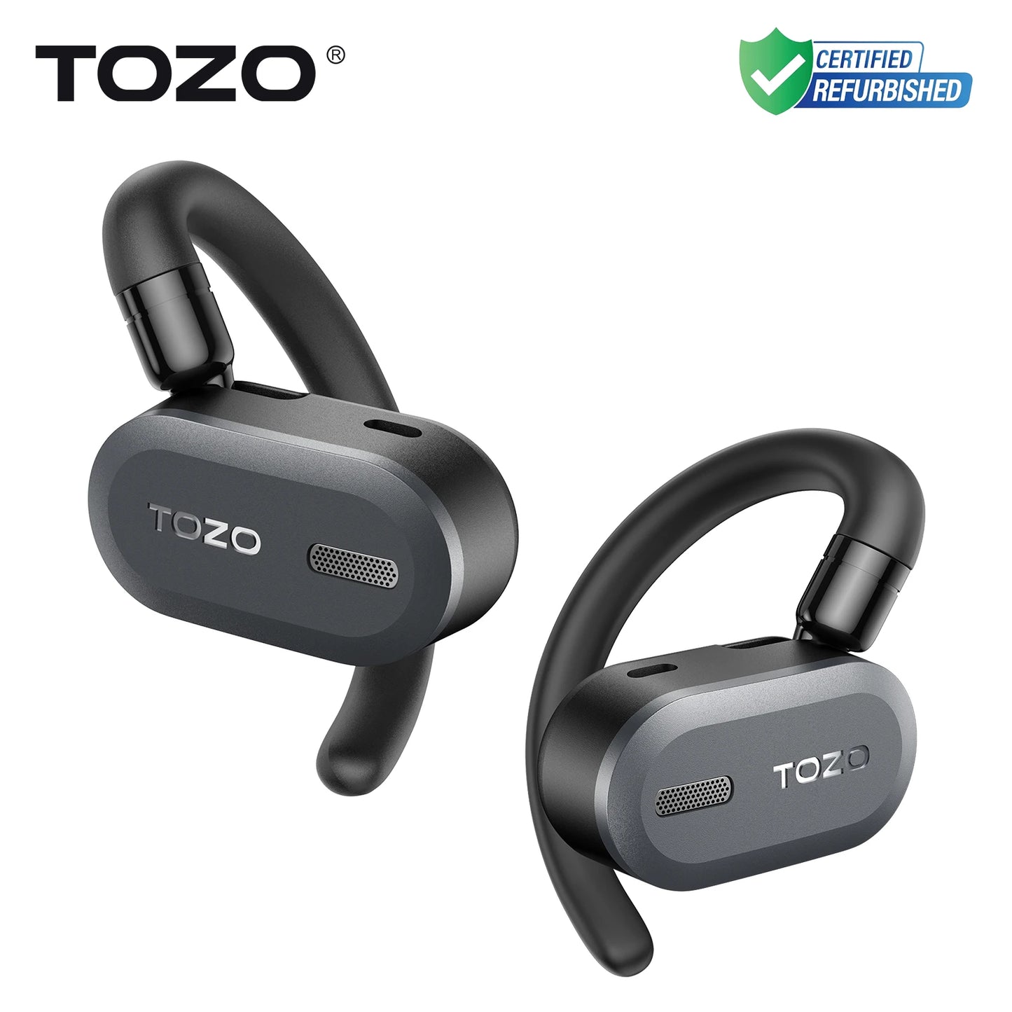 Refurbished TOZO Open Ear Hooks Headphones OWS Wireless Bluetooth 5.3 Earphones Earbuds Adjustable Music Sport HiFi Stereo Sound