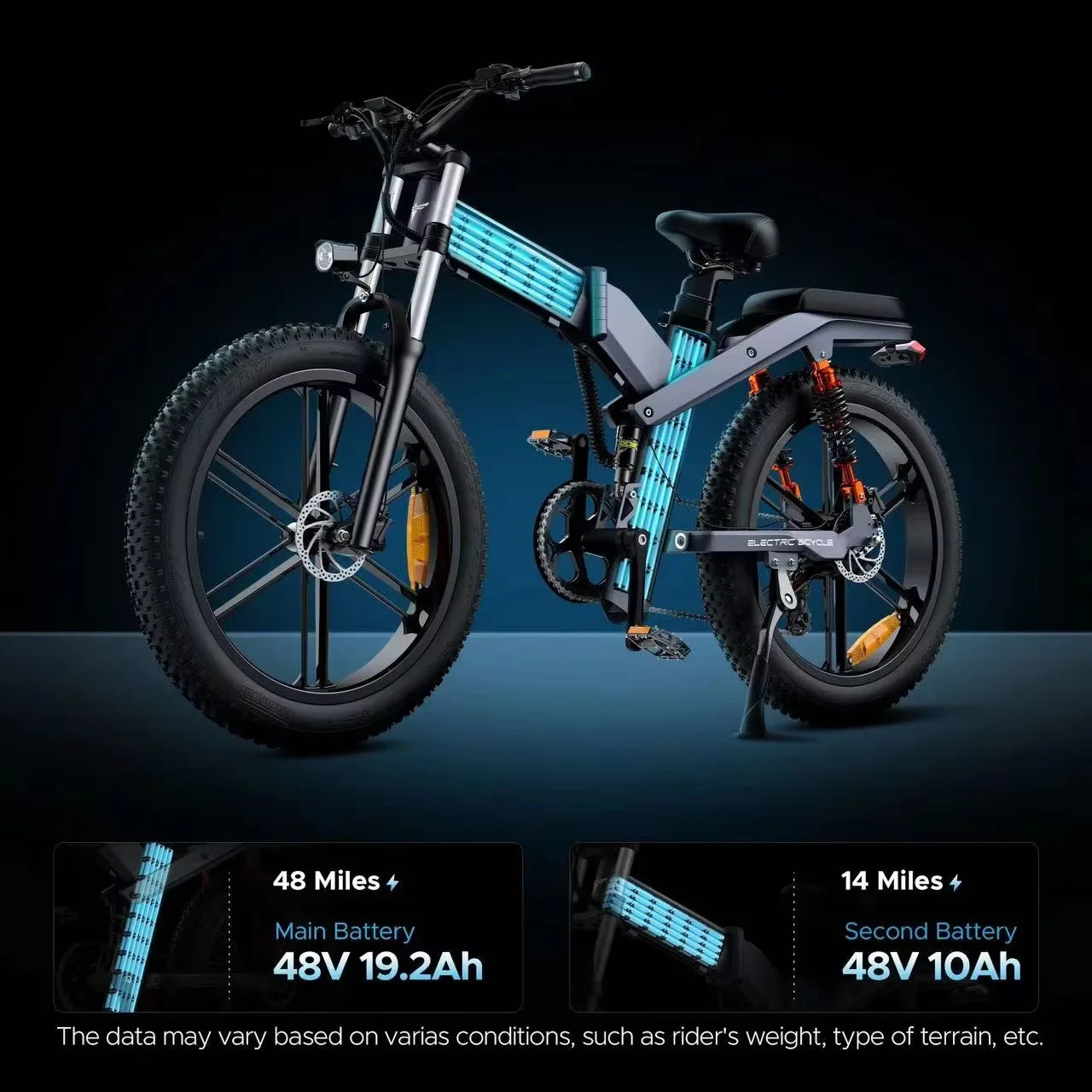 ENGWE X26 E Bike Folding 1000W Motor 48V29.2AH Lithium Battery All-terrain Electric Bicycle Adult 26*4.0 Fat Tire Electric Bike