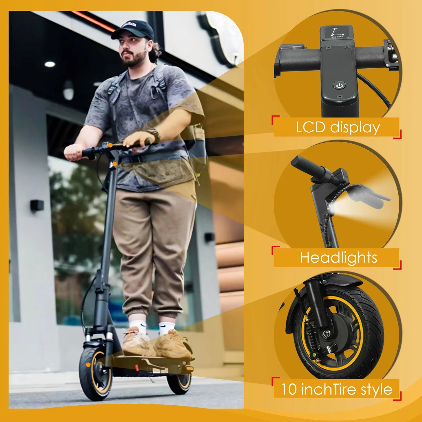HEZZO G30 Electric Scooter for Adults 500W Motor 36V 15Ah Battery Folding Escooter 10 inch Tire City E-scooter APP