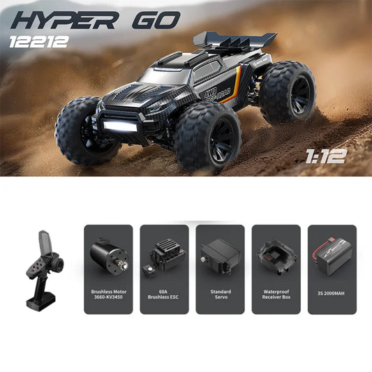 MJX Hyper Go 12212 1/12 Brushless RC Car 4WD 58KM/H High-Speed Off- Road Monster Truck 2.4G Remote Control Car Toys As Gift