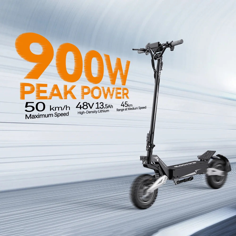 OOTD T10 Electric Scooter 900W Peak Power 48V 13Ah 31mph Adult Electric Scooter 21-28 miles 11 Inch Tires Collapsible E-Scooter