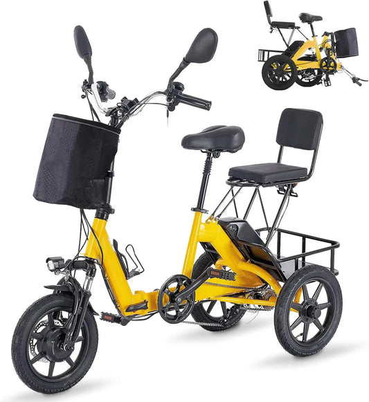 Electric Tricycle for Adults Foldable, 350W Folding Electric Trike, 3 Wheel Bikes for Adults with 480Wh Removable Battery