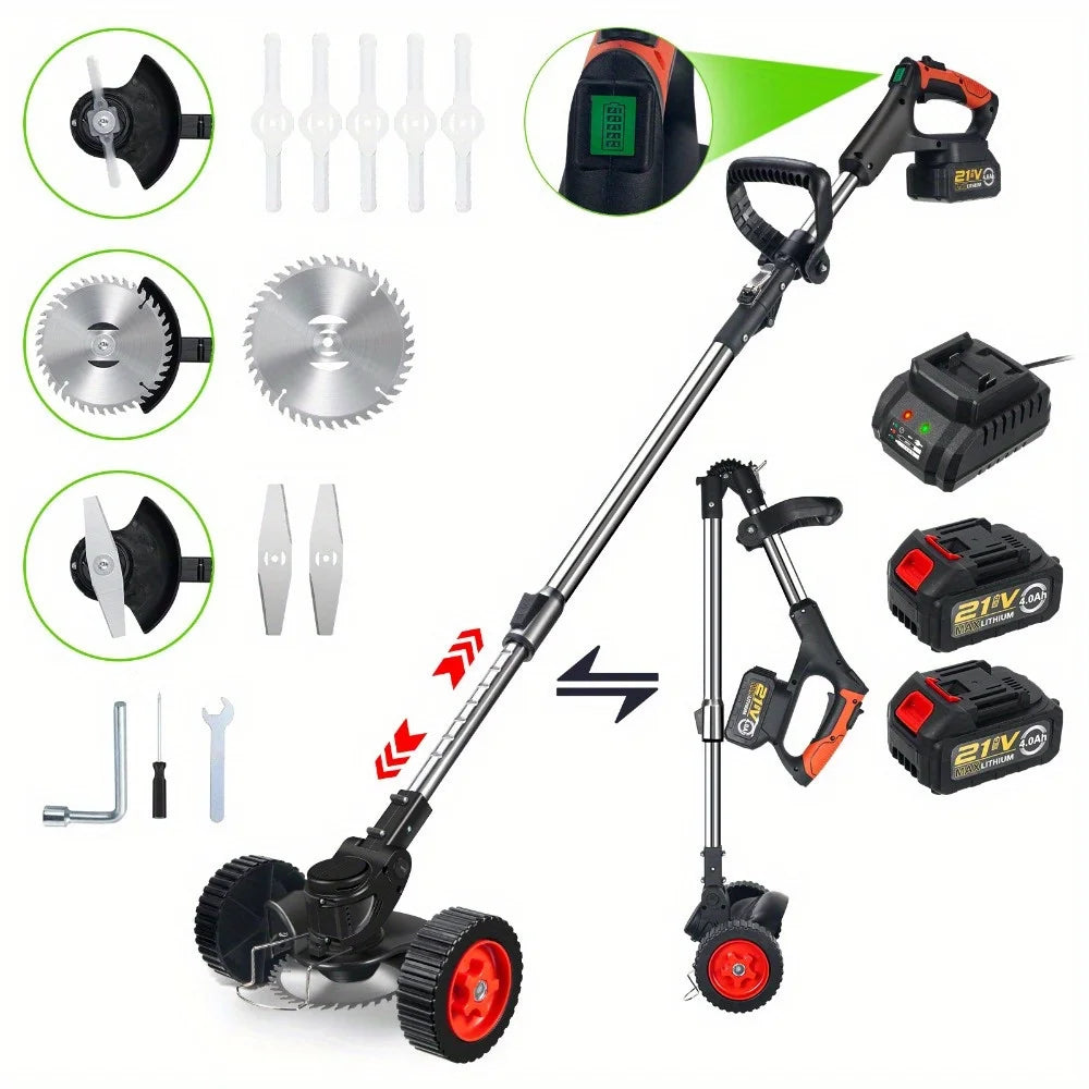 Collapsible Cordless Weeder With 3 Blades For Lawn And Garden