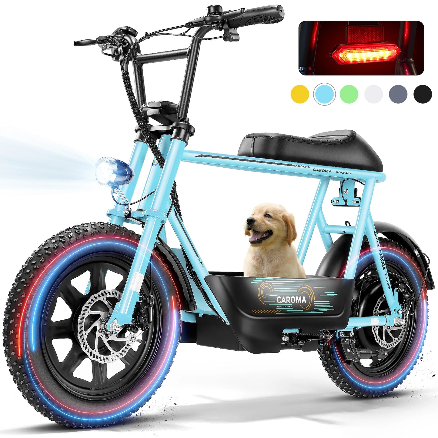 Peak 819W Electric Scooters with Seat for Adults, 16" Fat Tire for All-Terrain, Commuter Ebike for Teens, with Carry Basket