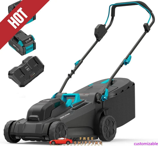 XMSJ Cordless Electric Lawn Mower 2x20V Brushless Height Adjustment