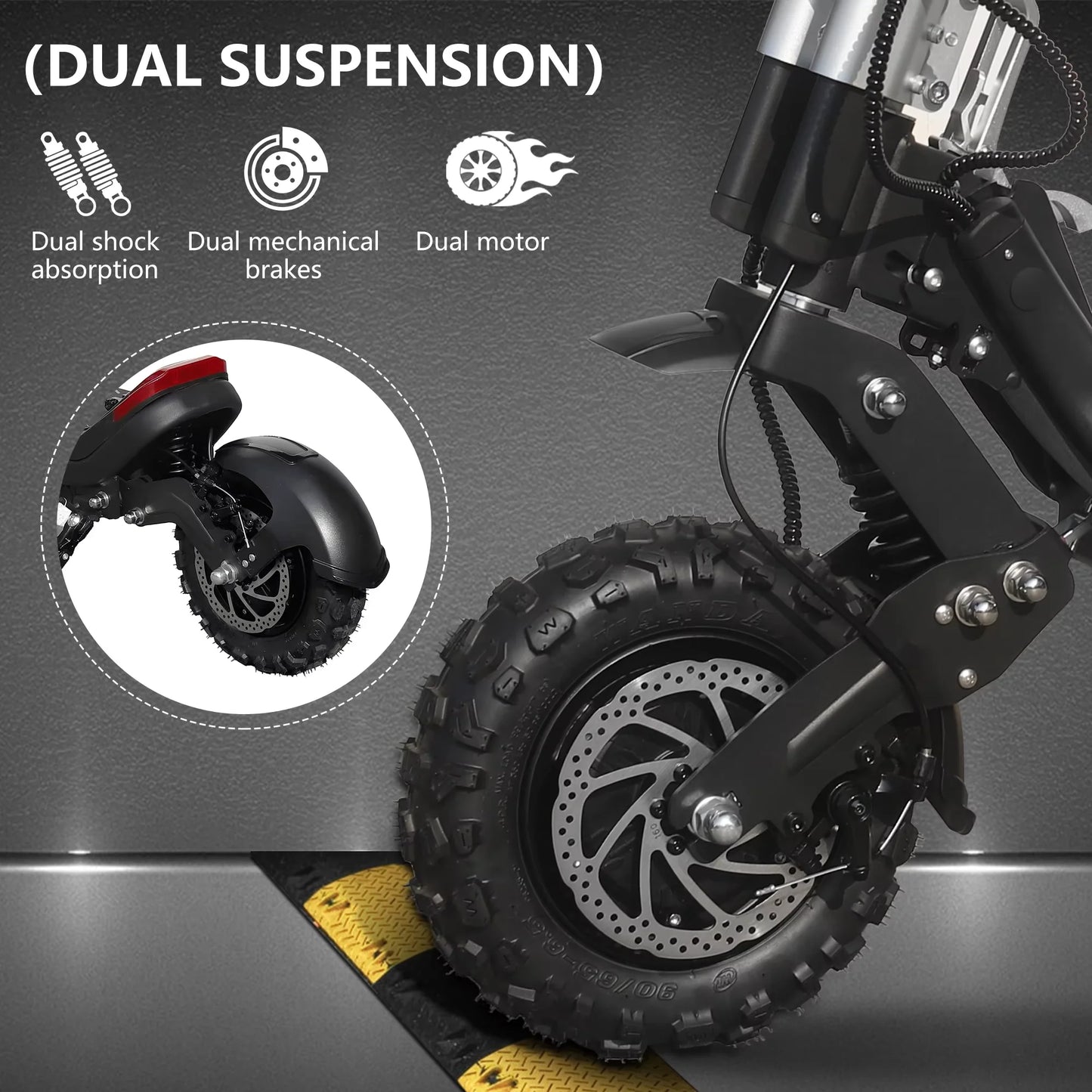 AOVOPRO G63 Electric Scooter 11 inch Off road 2400W Foldable 28mph Max Speed 60-75KM Max Range Electric Scooter for Adult