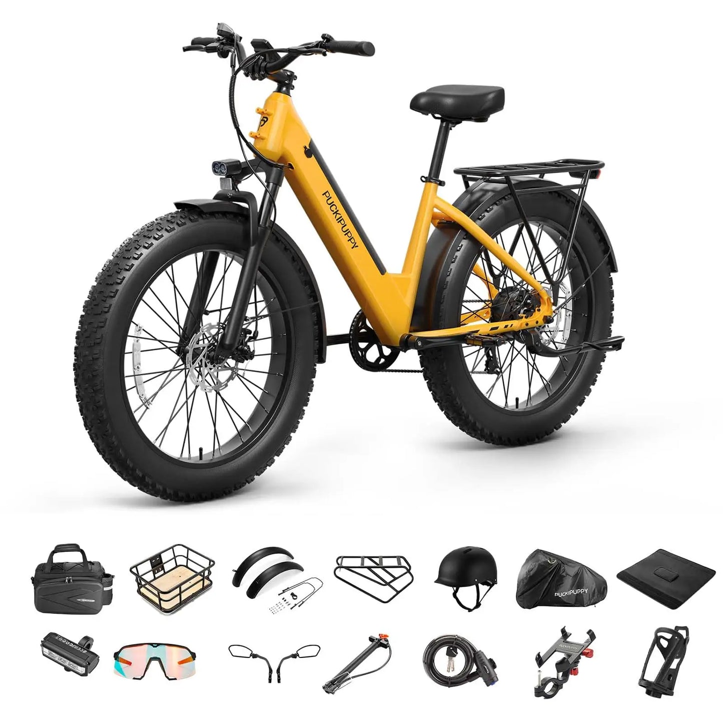 PUCKIPUPPY Samoyed Electric Bike 960W Peak 28MPH Commuter E-Bike All Terrain 26" Fat Tire Electric Bicycle with 2-Year Warranty