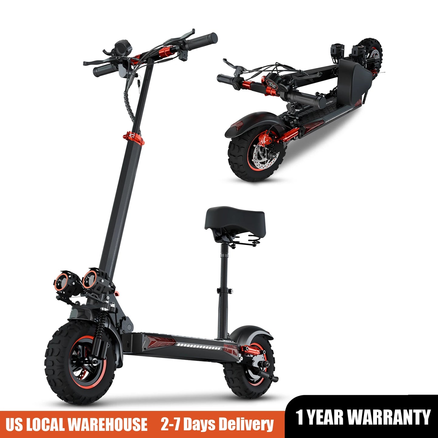 FREEBOY 1200W Electric Scooter with Seat for Heavy Adult, Max 35miles Range, 11'' Off-road Tires, Fast E-scooter for Commuting