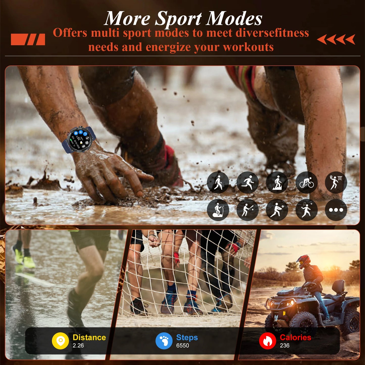 1.39" Smartwatch for Men, 400mAh Battery Smart watch with Extra-Long Battery/Message & Call Alerts, Fitness Tracker