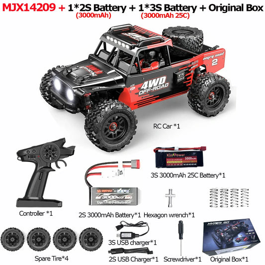 MJX 14209 14210 V3.0 1/14 RC Car 75km/h Brushless Hyper Go 2.4G Remote Control 4WD Off-road Racing RC Truck Electric Hobby Toy