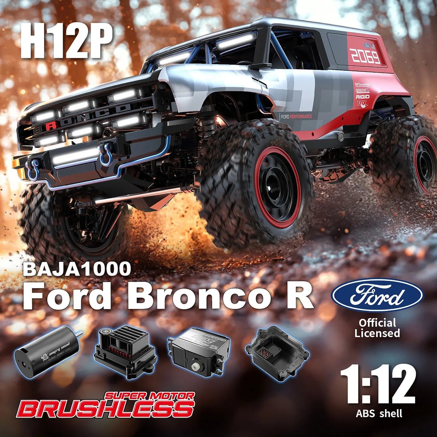 HYPER GO MJX H12P Ford 1/12 High Speed 4WD Climbing Car RC Remote Control Car Sensation Brushless Off Road Vehicle Toy