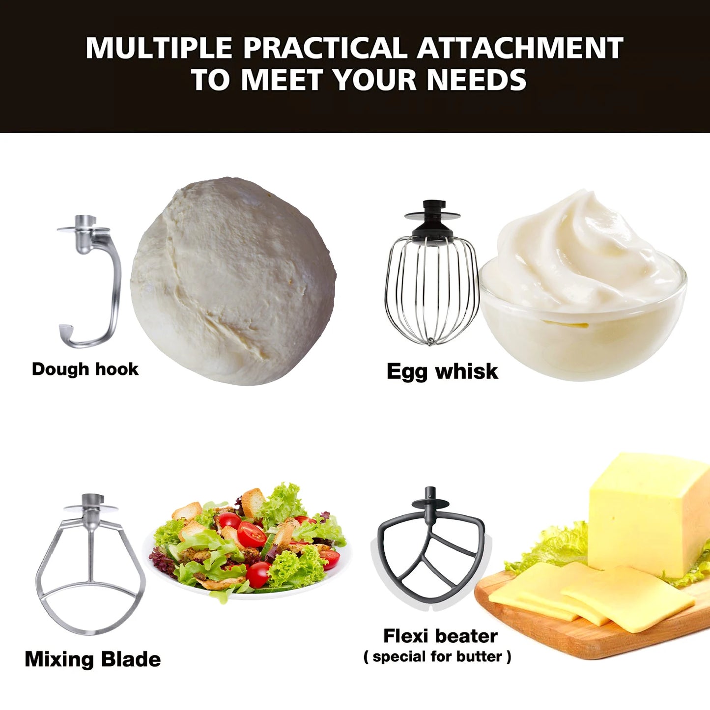 1pc CHEFTRONIC Stand Mixer,5Qt Tilt-Head Electric Household Stand Mixer - 500W 6+P Speed, Food Beater And Butter Beater,US Plug