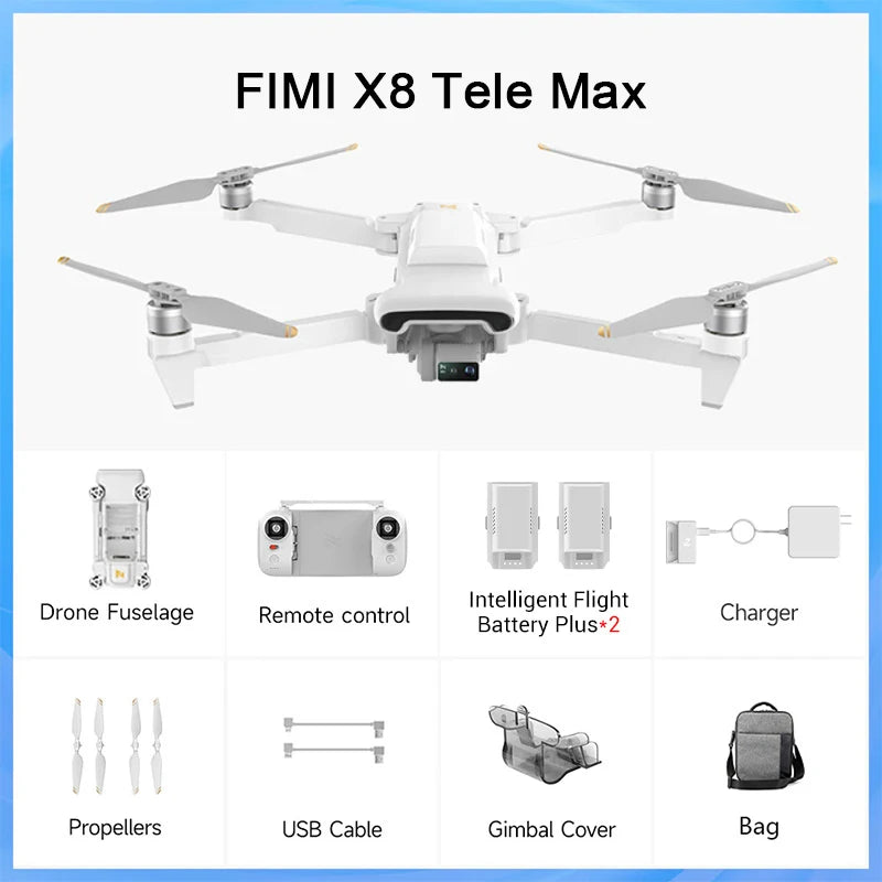 FIMI X8 TELE MAX 3-Axis Gimbal 4K HDR 48MP 30x Camera Drone Professional GPS RC Quadcopter Ship from EU