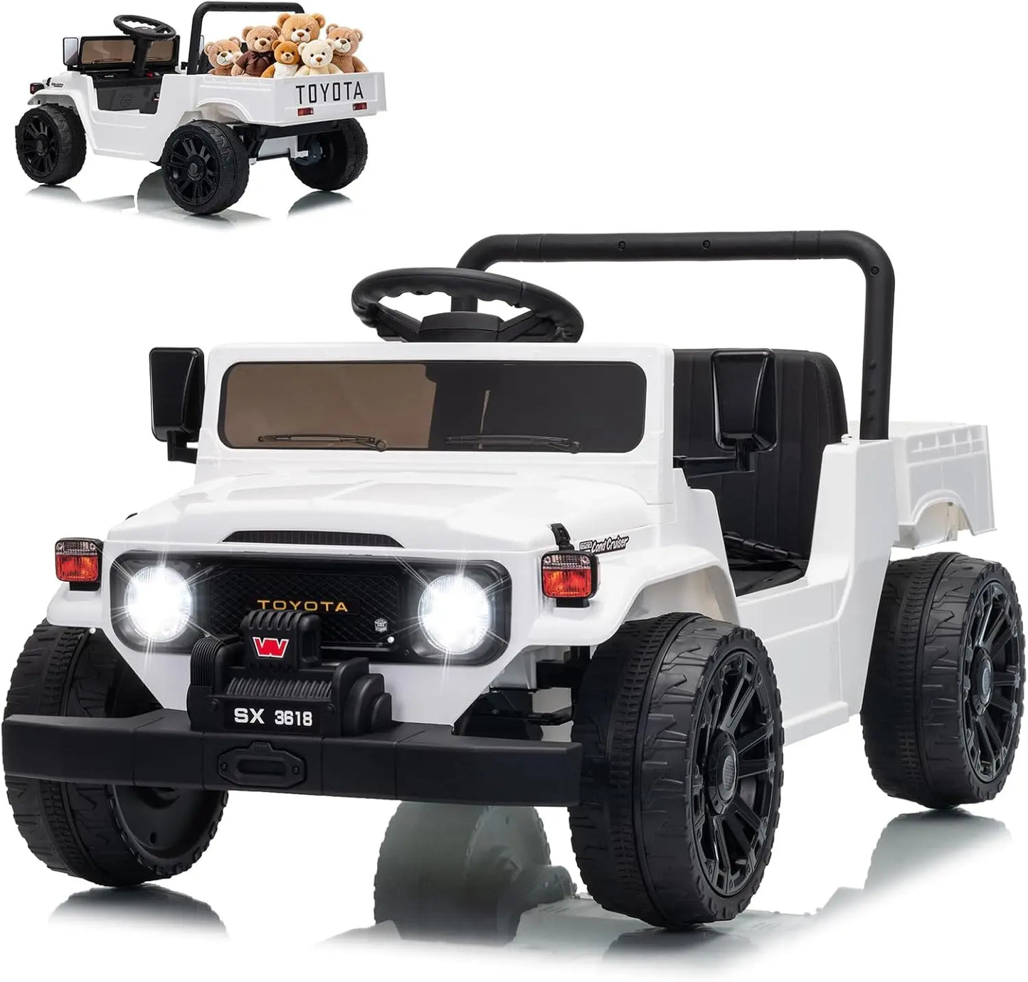 12V Ride on Toy for Kids, Toddler Ride on Pickup Truck Electric Car with Parent Remote Control, Safety Belt, Braking, Suspension