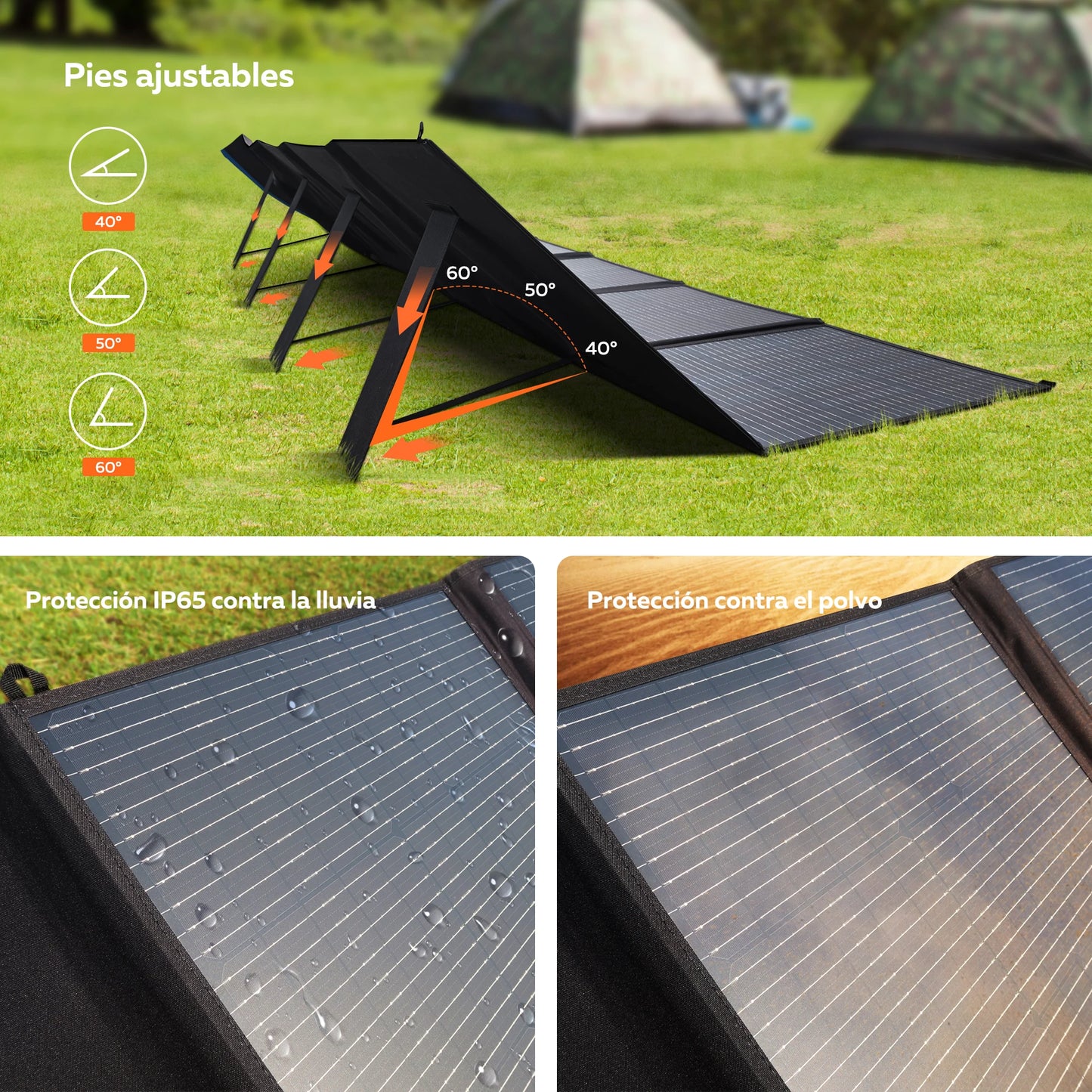 CTOLITY SP400 Portable Solar Panel 400W 41V Flexible Solar Charger Generator IP65 Caming RV Power Stations Camping Off Gird