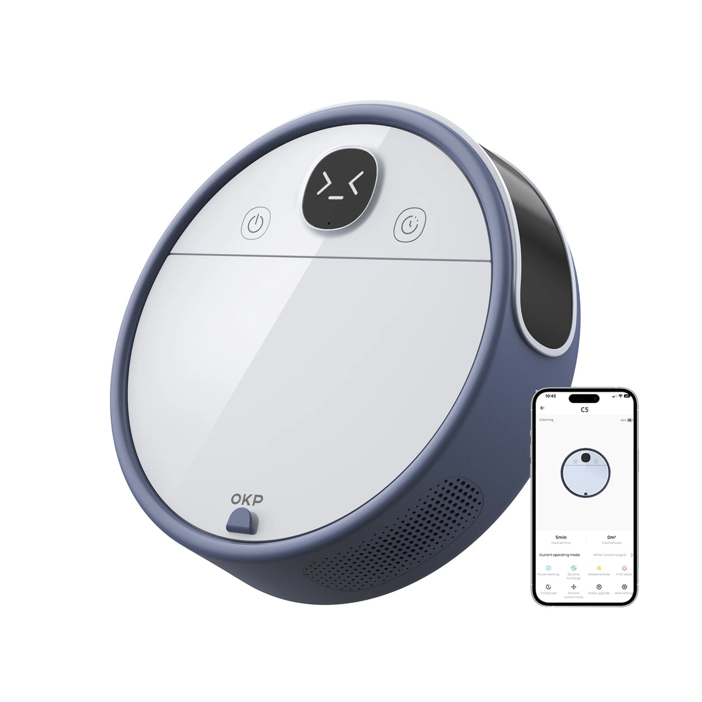OKP C5 Robot Vacuum Cleaner with Real-Time Video Call, 6800Pa Powerful Suction, Wi-Fi/App/Alexa Control, Automatic Self-Charging