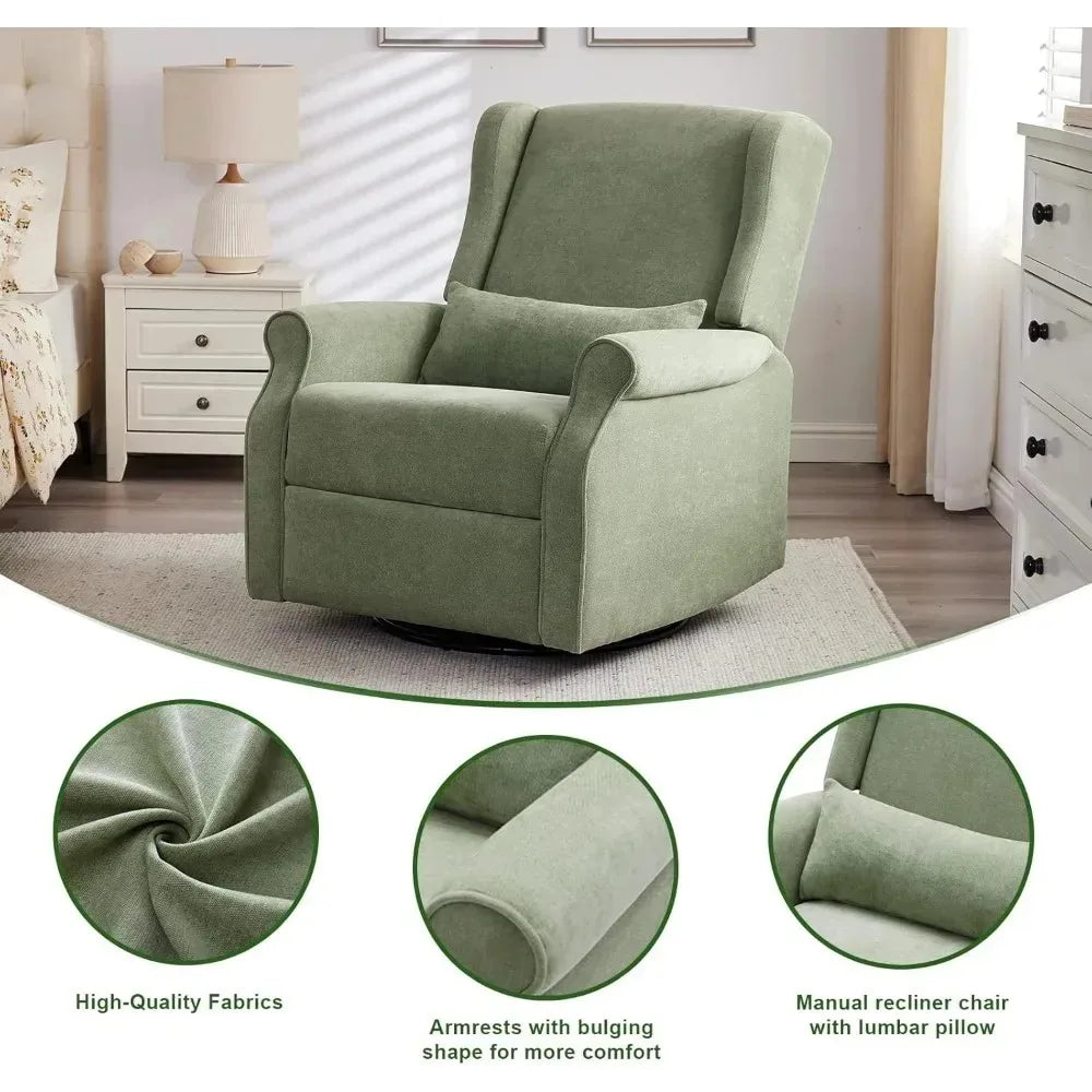 Nursery Swivel Glider Recliner Rocking Chair with Footrest Glider Rocker Recliner for Nursery Comfortable Breastfeedi，Customized