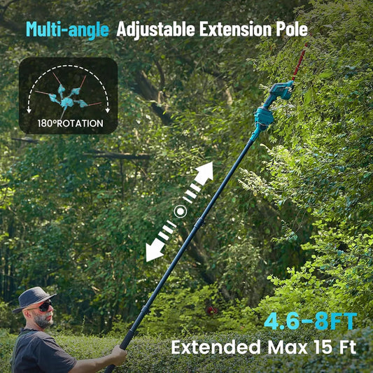 Seesii 6'' Cordless Pole Saw Electric Mini Chainsaw with 2.5m Extension Hedge Trimmer Grass Shears for Makita 18V Battery pin