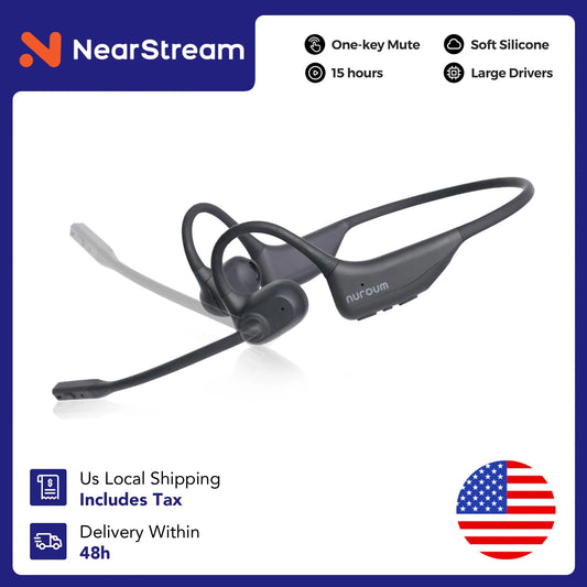 OW20B-C Wireless Open Ear Headphones Noise Cancelling Microphones For Office Work,Bluetooth 5.3 Multi-Point Connection