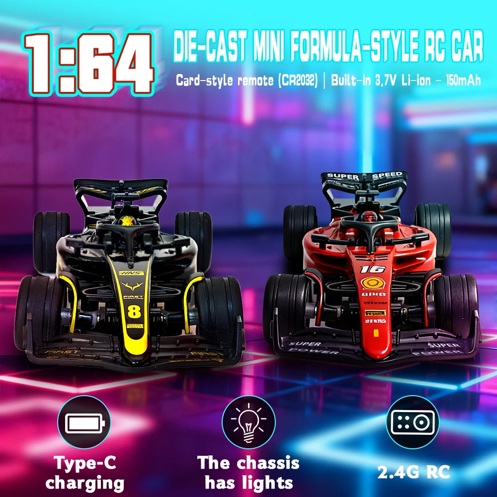1:64 New Mini Remote Control Car, made of alloy, with shock absorbers and lighting design, featuring smooth body lines