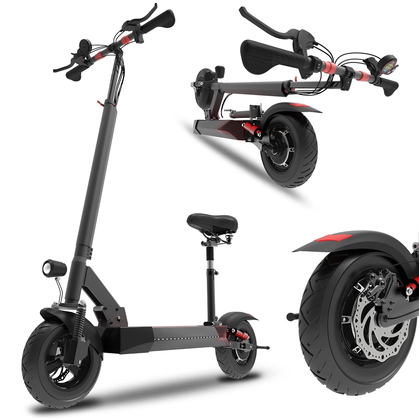 X48 Foldable Electric Scooter for Adults with Seat, 35 MPH Max Speed, 25 Miles Long Range, 300 Lbs Max Load, 10" Pneumatic Tire