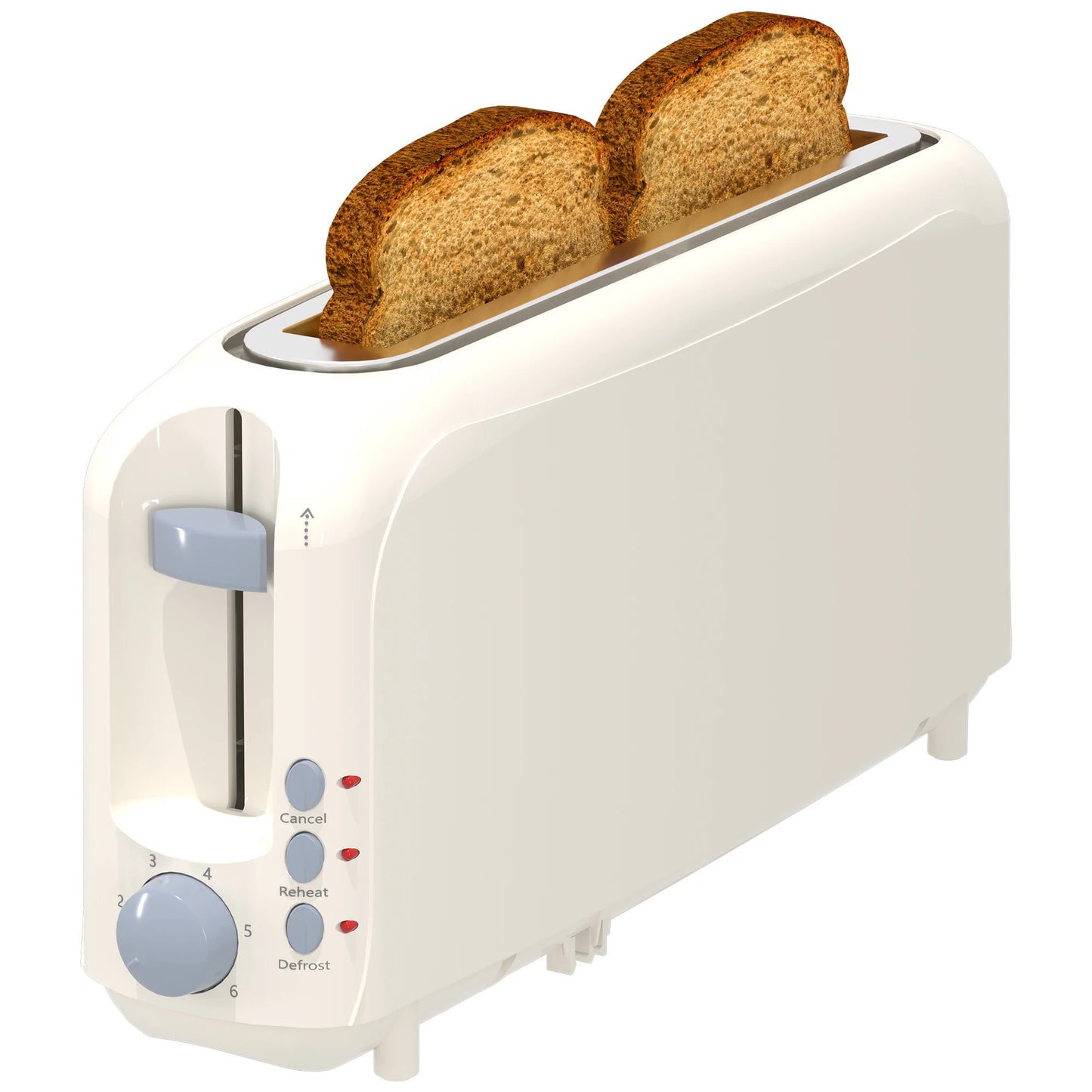 2-Slice Slim Toaster-10"Long Slot,6 Shade Settings,Cancel/Reheat/Defrost, Removable Crumb Tray,Auto Shut-Off