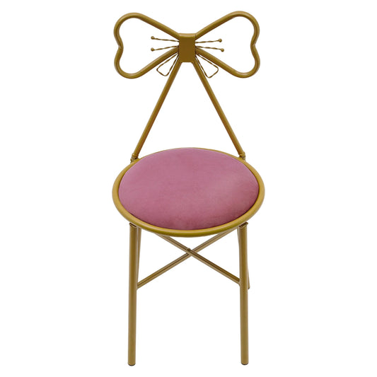 Butterfly Backrest Chair Pink Butterfly Dinning Chair Metal Makeup Stool Vanity Chair Home Furniture for Living Room Bedroom